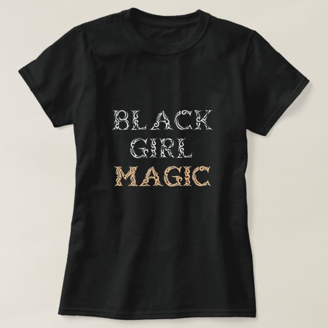 Camiseta T-shirt preto da mágica da menina (Frente do Design)