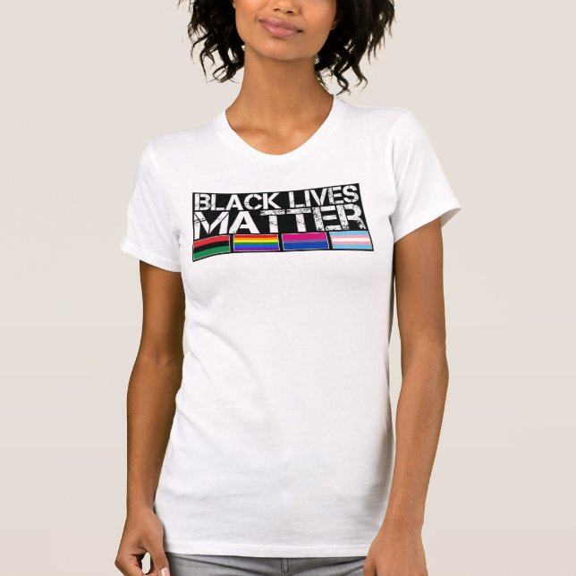 Camiseta T-shirt preto da matéria LGBT das vidas (Frente)