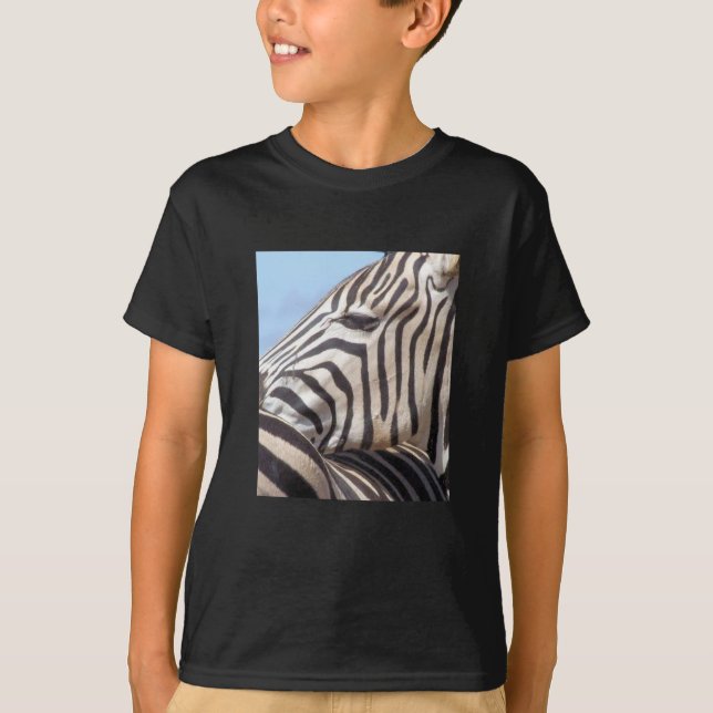 Camiseta T-shirt preto da zebra dos miúdos (Frente)