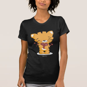 Camiseta T-shirt preto das senhoras Loving do gatinho
