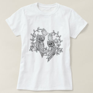 Camiseta T-Shirt Preto de Coruja Branca