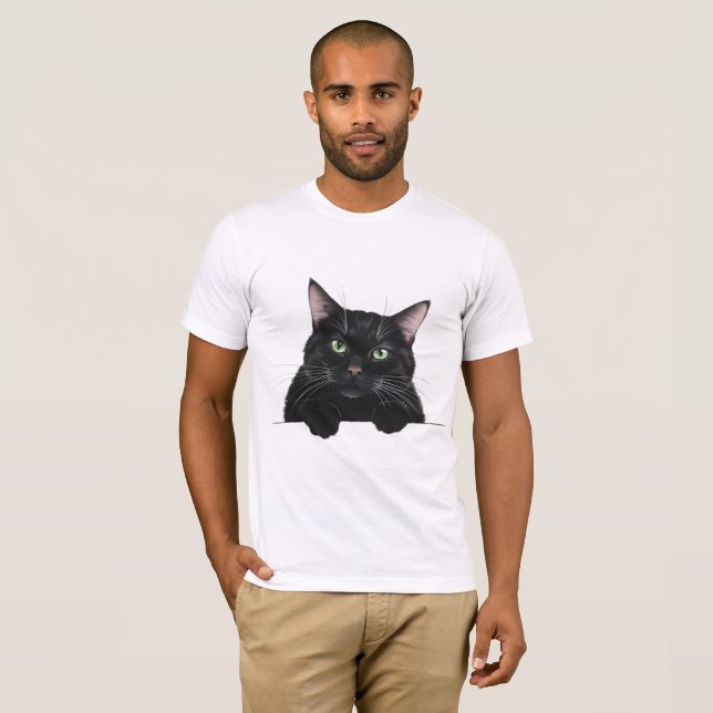 Camiseta T-Shirt preto de gato (Frente Completa)