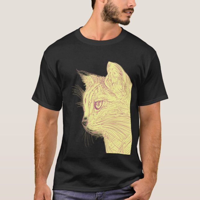 Camiseta T-Shirt Preto de Gato Selvagem (Frente)