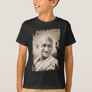 Camiseta T-shirt preto de Mahatma Gandhi