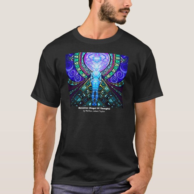 Camiseta T-shirt preto de Metatron (anjo do pensamento) (Frente)