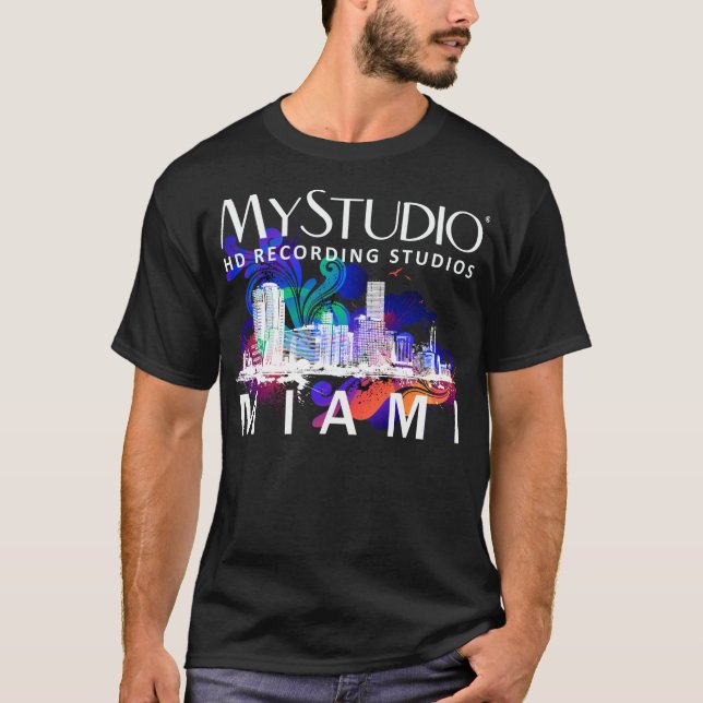 Camiseta T-shirt preto de Miami dos homens (Frente)