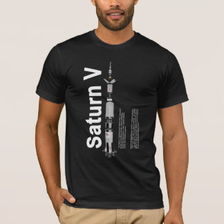 Camiseta T-shirt preto de Rocket da lua de SaturnV