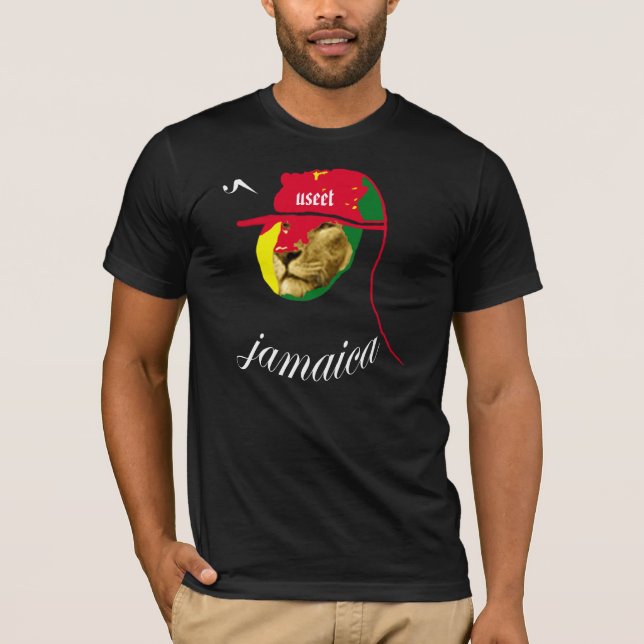 Camiseta T-shirt preto de Useet Jamaica Lionhead (Frente)