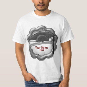 Camiseta T-shirt preto do boné do formando do tom