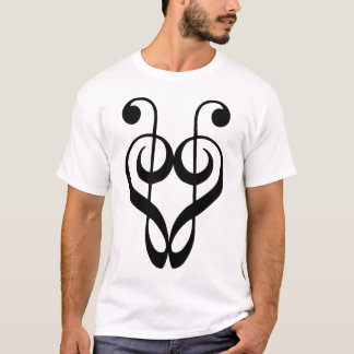 Camiseta T-shirt (preto) do coração do Clef de triplo