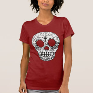 Camiseta T-shirt preto do crânio do açúcar