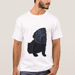 Camiseta T-shirt preto do filhote de cachorro do Pug