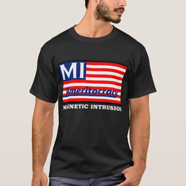 Camiseta T-shirt preto do logotipo de Ameritocracy (Frente)