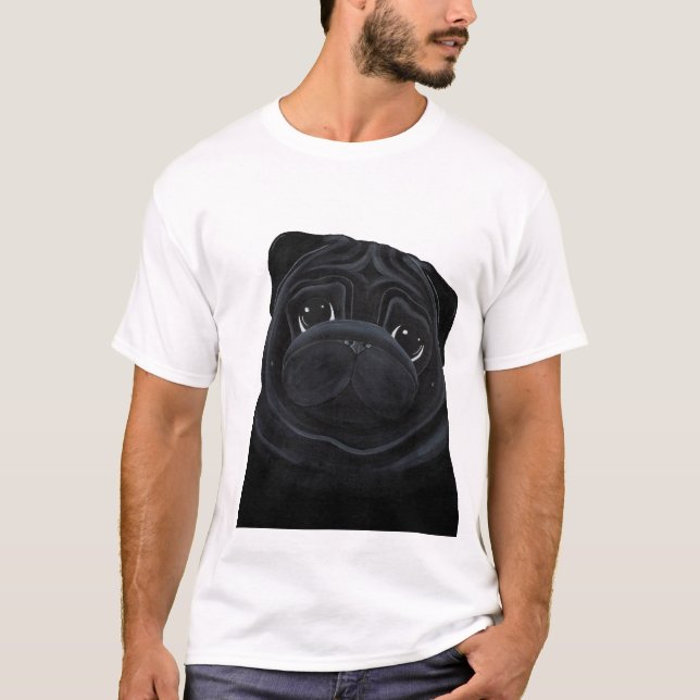 Camiseta T-shirt preto do Pug (Frente)