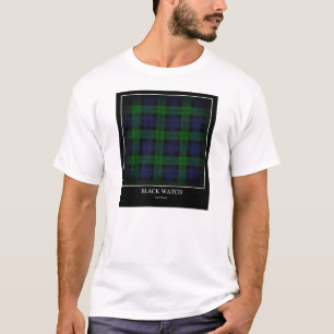 Camiseta T-shirt preto do Tartan do relógio