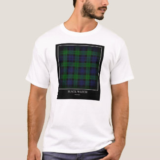 Camiseta T-shirt preto do Tartan do relógio