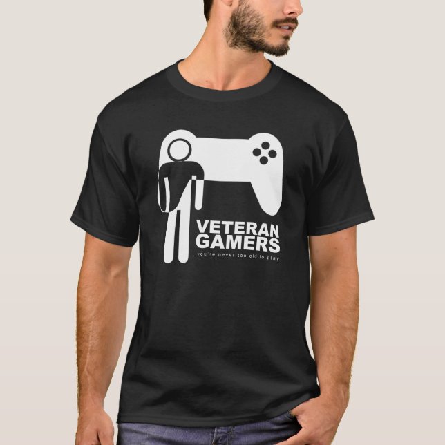 Camiseta T-shirt preto dos Gamers do veterano (Frente)