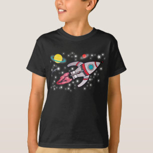 Camiseta T-shirt preto dos meninos do espaço de Rocket