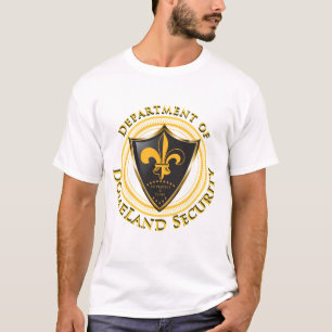 Camiseta T-shirt preto & Dourado da segurança de Domeland