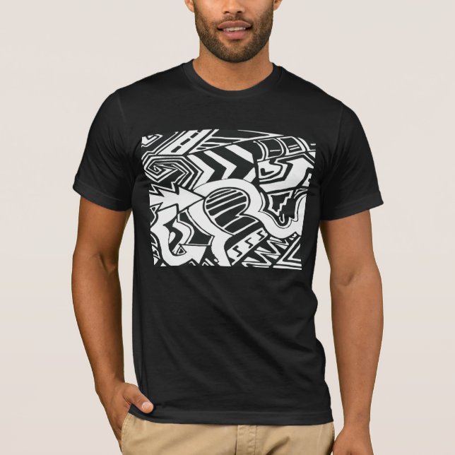 Camiseta T-shirt preto e branco da arte (Frente)