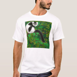 Camiseta T-shirt preto e branco do Lemur de Ruffed