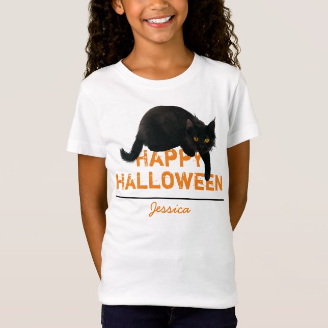 Camiseta T-Shirt Preto Feliz Halloween Personalizado (Frente)
