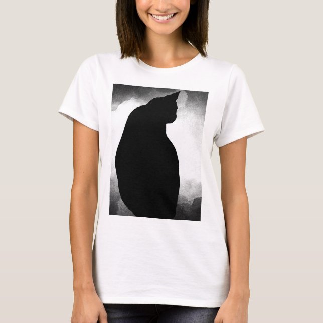 Camiseta T-Shirt Preto Gato Silhuette (Frente)