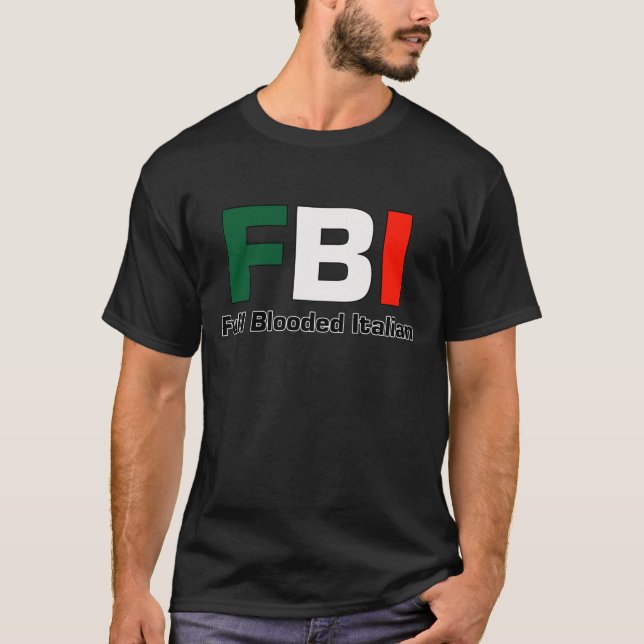 Camiseta T-shirt preto italiano completo do FBI Blooded (Frente)