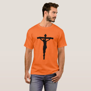 Camiseta T-shirt preto Jesus católico cristão do crucifix