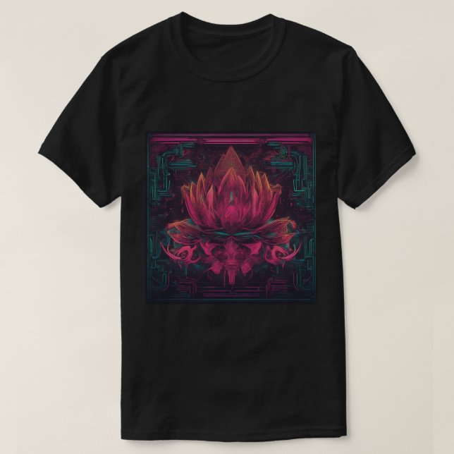 Camiseta T-Shirt, Preto, Lotus (Frente do Design)
