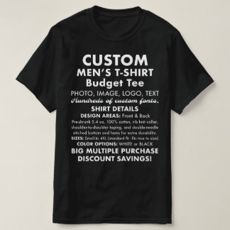 Camiseta T-Shirt Preto Personalizado de Orçamento Masculino