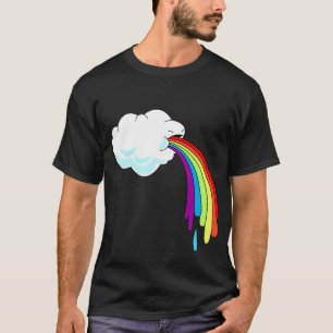 Camiseta T-shirt preto Puking do arco-íris da nuvem