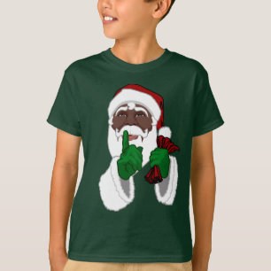 Camiseta T-shirt pretos do papai noel do miúdo africano da