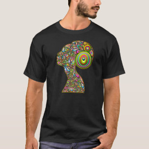 Camiseta T-shirt psicadélico do retrato do design da mulhe