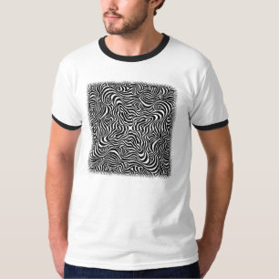 Camiseta T-shirt psicadélico linear da arte Op da