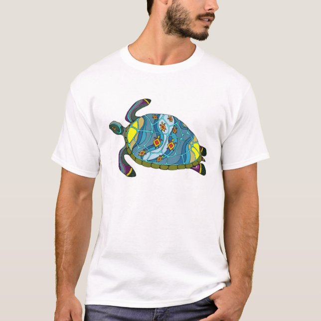 Camiseta T-shirt psicodélica da tartaruga marinha (Frente)