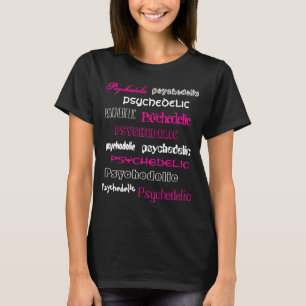 Camiseta T-Shirt Psychedelic rosa e branco