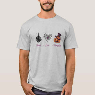 Camiseta T-Shirt Pumpkin Peace Love | Teto Gráfico de Queda