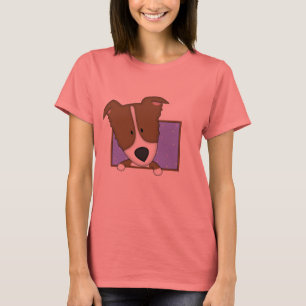 Camiseta T-shirt quadro das senhoras de Brown border collie