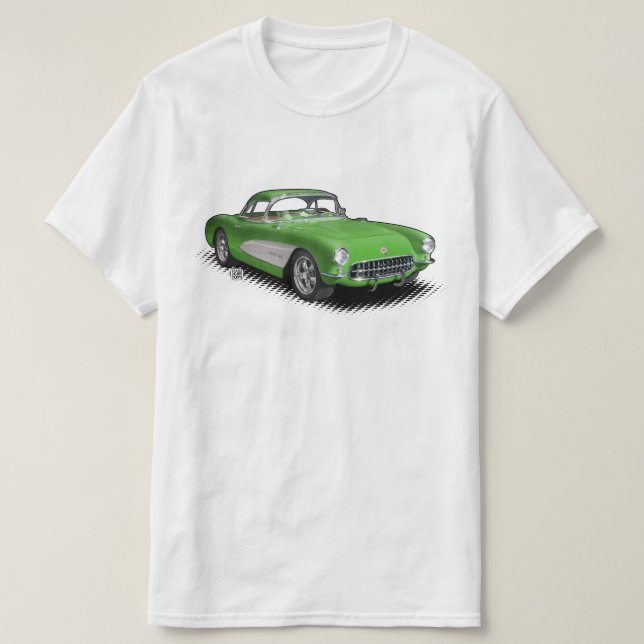Camiseta T-shirt quente do verde 56-57 StingVetteRay (Frente do Design)