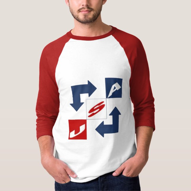 Camiseta T-shirt raglan blanc rouge homme   DESIGN  USA  (Frente)