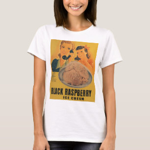 Camiseta t-shirt rasberry preto do anúncio do sorvete
