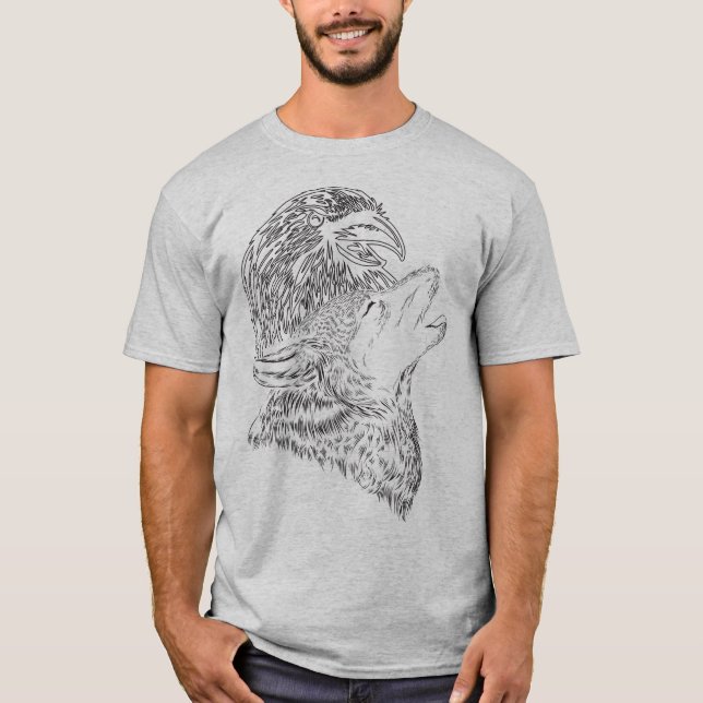 Camiseta T-Shirt Raven e Wolf (Frente)