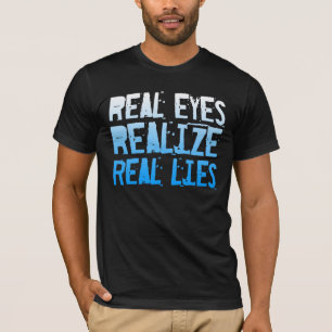 Camiseta T-shirt real do slogan das mentiras… azul & pret