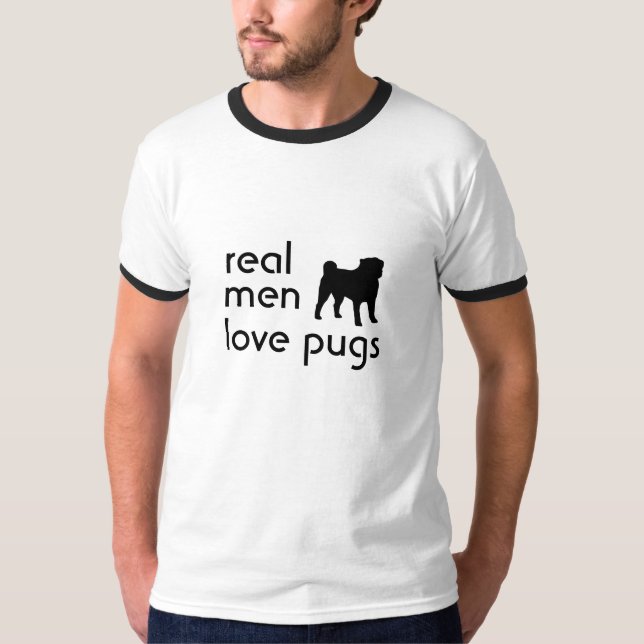 Camiseta T-shirt real dos pugs do amor dos homens (Frente)