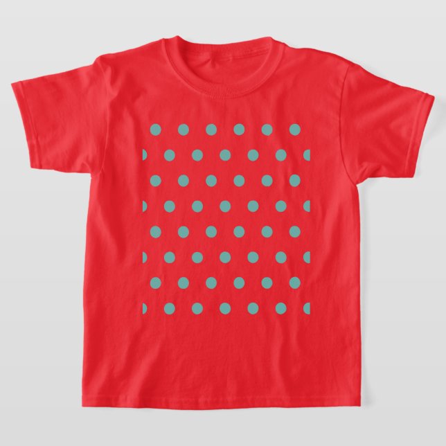 Camiseta T-Shirt (Red & Aqua) da criança bolinhas (Postura )