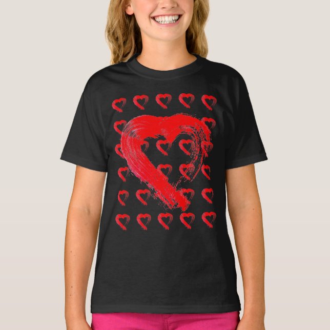 Camiseta T-Shirt Red Hearts Kids (Frente)