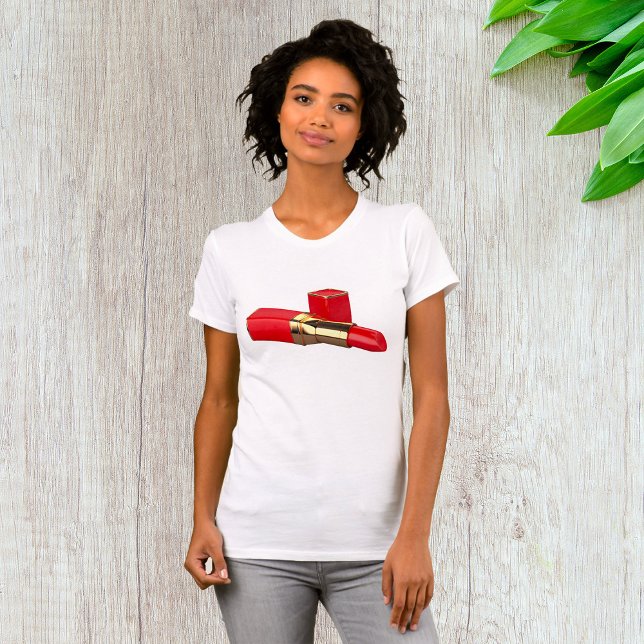 Camiseta T-Shirt Red Lipstick Makeup (Criador carregado)