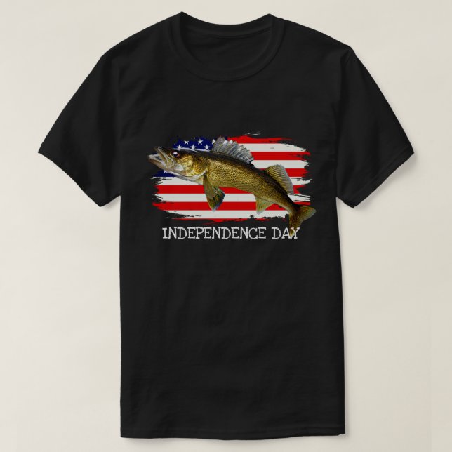 Camiseta T-Shirt Red, White e Blue Walleye Pike (Frente do Design)