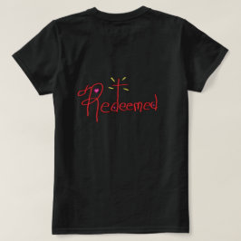 Camiseta T Shirt ‘Redeemed’ Hand Drawn Text Cross Hearts